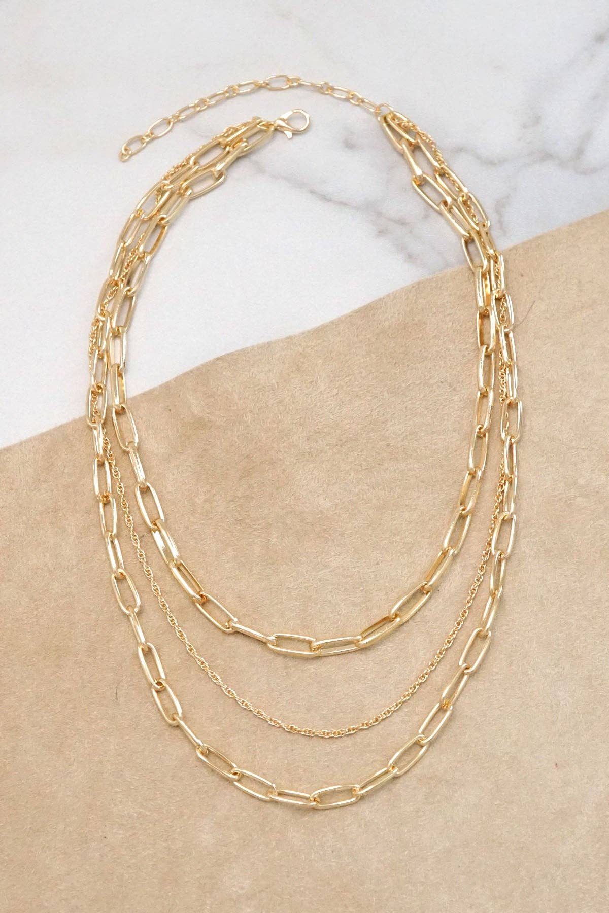 Layered Gold Tone Chain Necklace