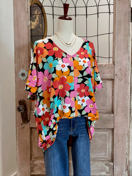 Dolman Floral Print Top | 1XL-3XL