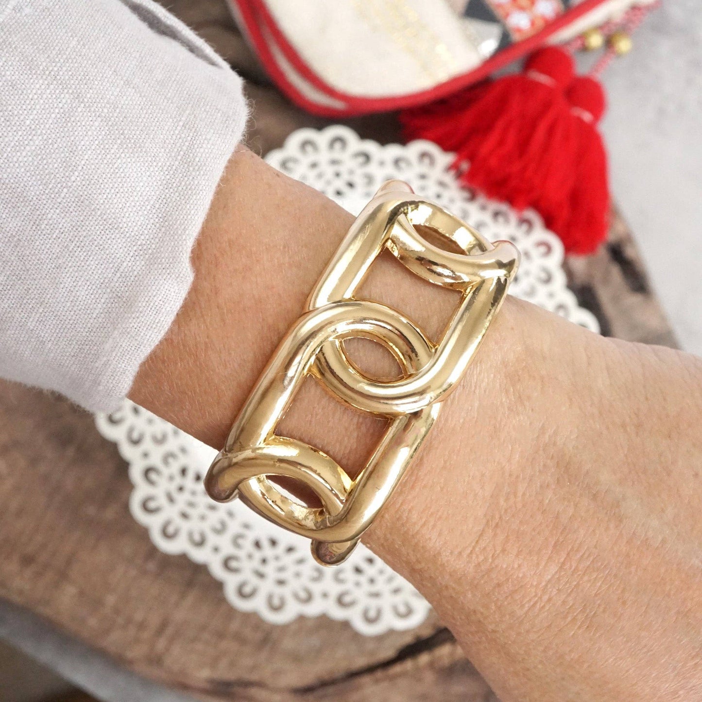 Chunky Chain Statement Bangle Bracelet