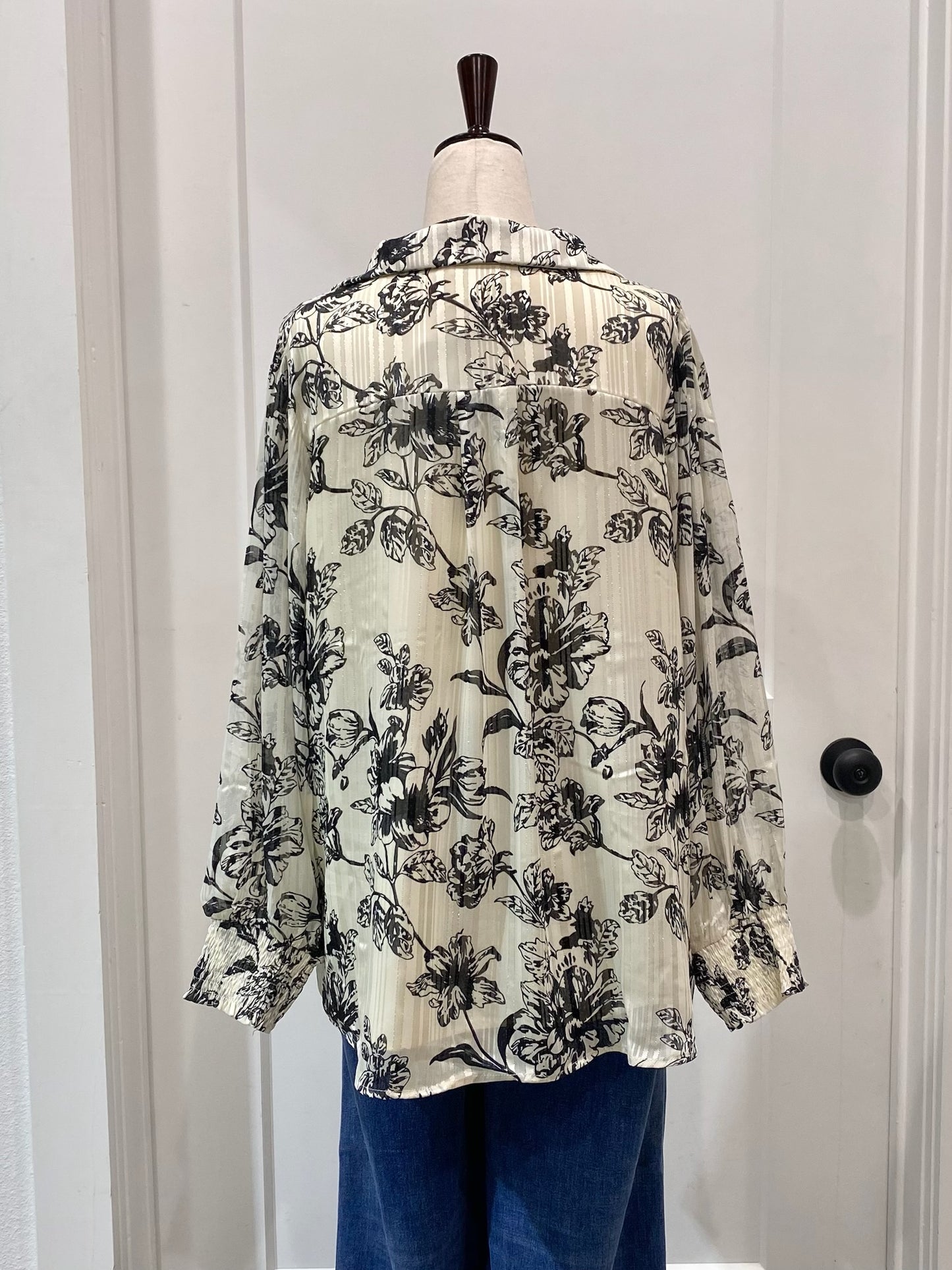 Metallic Threaded Floral Top