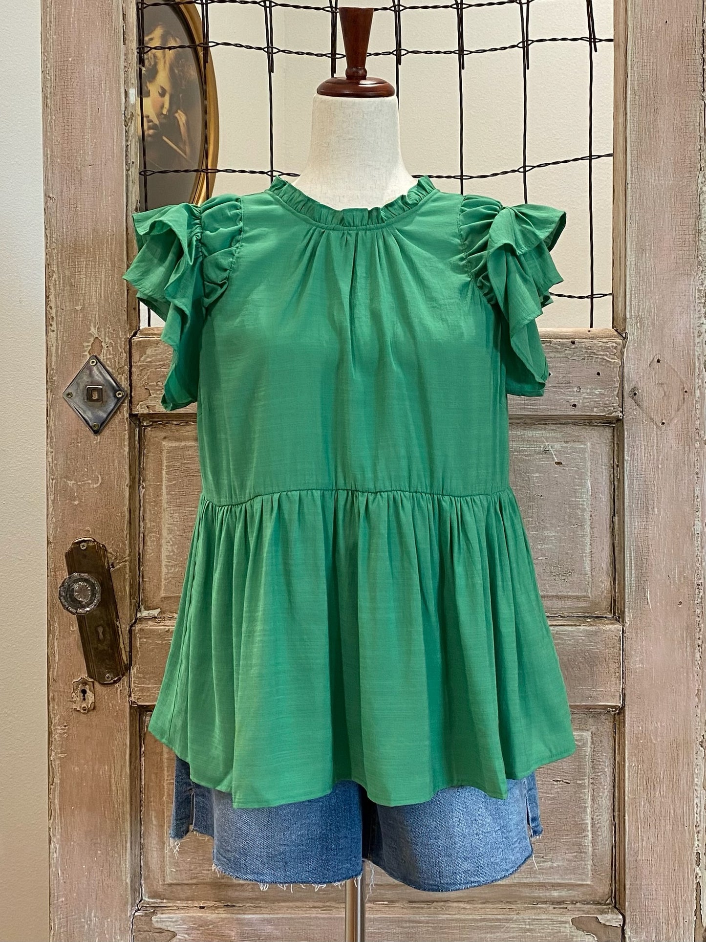 Ruffle Round Neck Top