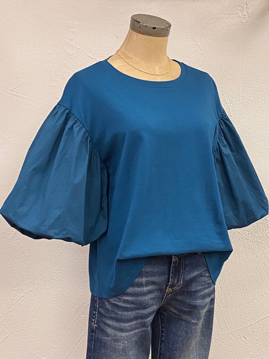 Teal Blue Puff Sleeve Top | Lily Grace Boutique